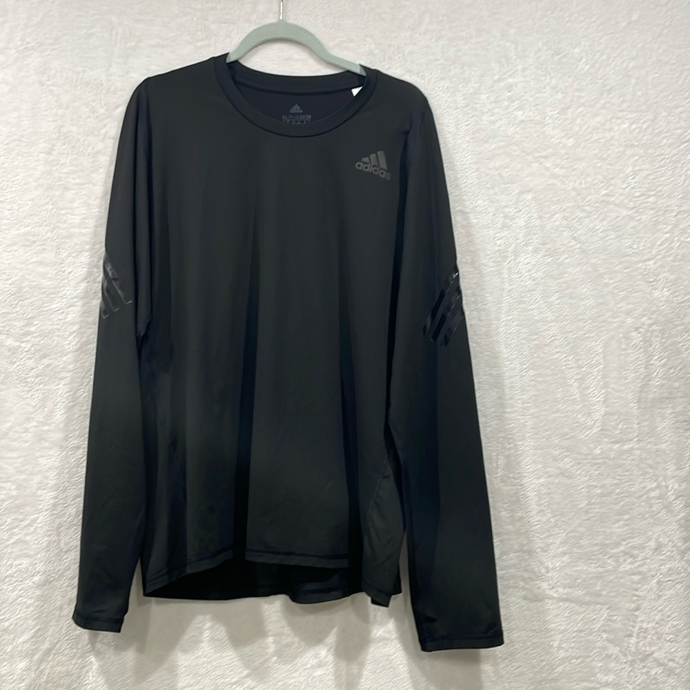 Men's adidas Climalite Alphaskin Long Sleeve Athletic Shirt Black Size XL